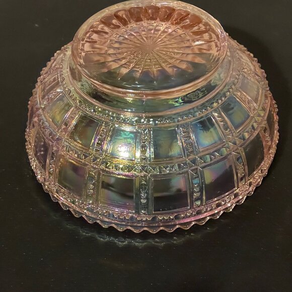 VTG Lenox Imperial Glass Pink Iridescent Carnival Beaded Bowl Sawtooth Rim 5.25" - Picture 5 of 9